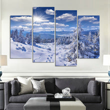 Load image into Gallery viewer, 4 Panels Snow Mountain Landscape Modern Home Wall Decor Posters and Prints Oil Painting Canvas Art HD Print Painting No Frame
