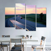 Load image into Gallery viewer, New Canvas Art Sunset Painting Road Landscape Painting Wall Art Print Poster Modern Home Decor for Living Room Unframed 4 Pieces
