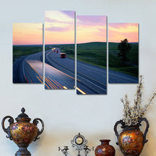 Load image into Gallery viewer, New Canvas Art Sunset Painting Road Landscape Painting Wall Art Print Poster Modern Home Decor for Living Room Unframed 4 Pieces

