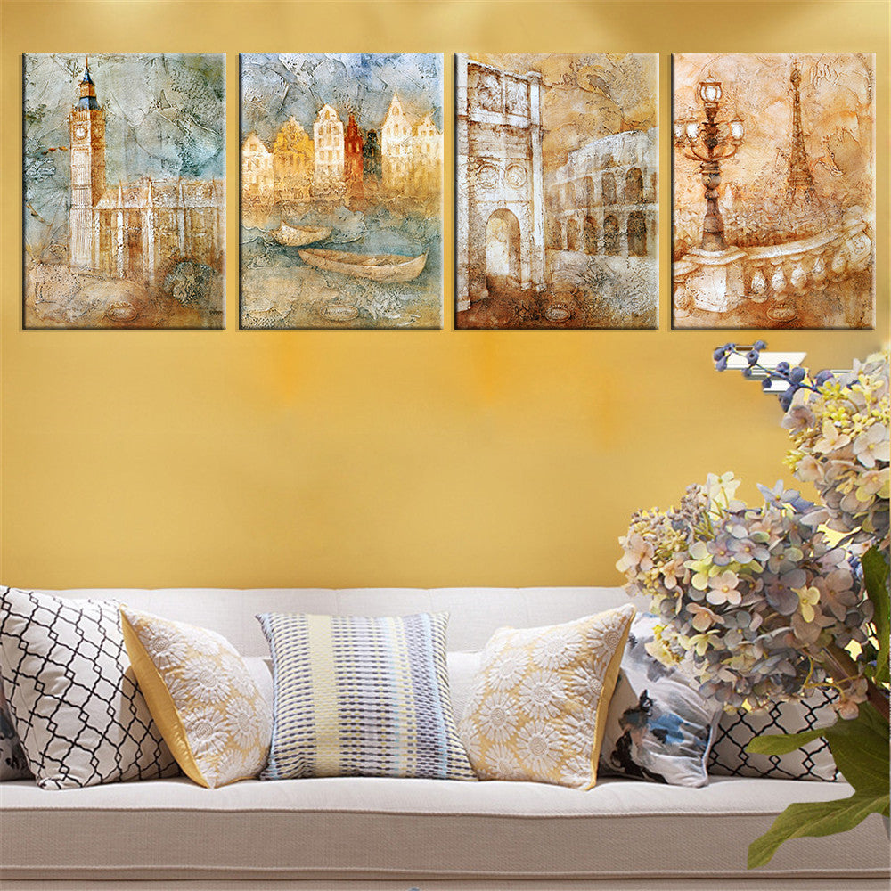 Canvas Painting London Scenery Print Cuadros Decoration City Scenery Modular Painting for Living Room Wall Picture Unframed 4pcs