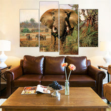 Load image into Gallery viewer, Modern Large Canvas Paintings African Elephant Paintings Animal Art Print Wall Painting Home Decor Oil Picture Unframed 4 Pieces
