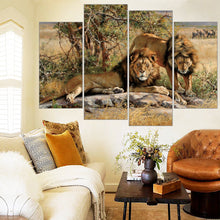 Load image into Gallery viewer, Two Lion Painting HD Printed Animals Canvas Print Room Decor Print Poster Picture Wall Painting Free Shipping Frameless 4 Pieces
