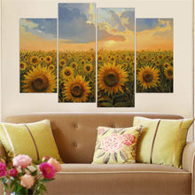 Load image into Gallery viewer, Frameless Oil Painting Sunflower Canvas Print Flower Landscape Picture Home Decoration Gift for Living Room Wall Art 4 Pieces
