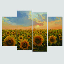 Load image into Gallery viewer, Frameless Oil Painting Sunflower Canvas Print Flower Landscape Picture Home Decoration Gift for Living Room Wall Art 4 Pieces
