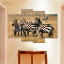 Load image into Gallery viewer, Modern Zebra Paintings Large Canvas Paintings Animal Print Grassland scenery Wall Art Picture Home Decoration Unframed 4 Pieces
