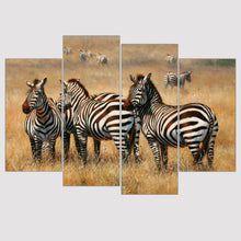 Load image into Gallery viewer, Modern Zebra Paintings Large Canvas Paintings Animal Print Grassland scenery Wall Art Picture Home Decoration Unframed 4 Pieces
