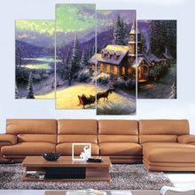 Load image into Gallery viewer, Unframed Snow Town Canvas Painting Oil Picture ArtWork Home Decor Unframed Canvas Art Wall Painting ( Include 5 Color) 4 Pieces
