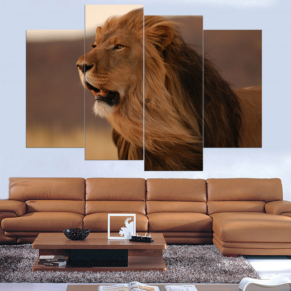 Mordern Lion Canvas Painting Animal Wall Art Posters and Prints Spray Painting Home Decor Oil Picture for Home No Frame 4 Pieces