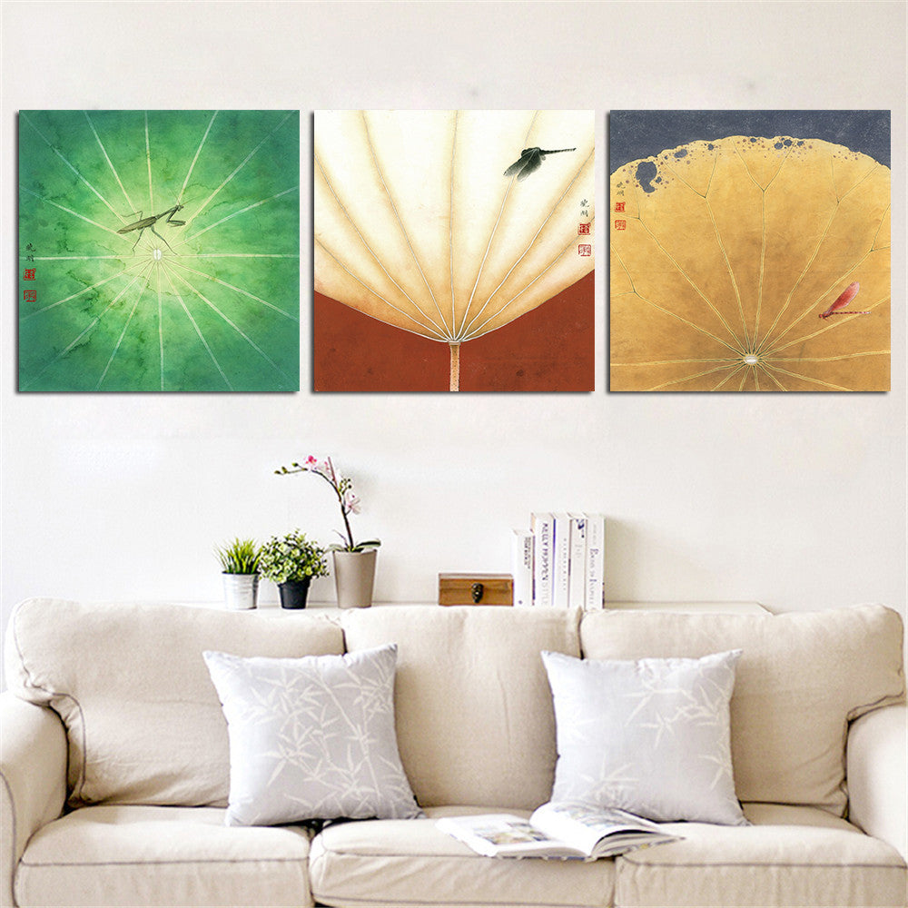 Mordern Abstract Canvas Painting Lotus Oil  Wall Picture for Living Room NO Frame Home Decor Cuadros Decoration Flowers 3 Pieces