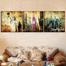 Load image into Gallery viewer, 3 Piece Modern Abstract Oil Painting New York Landscape Home Decor Canvas Art Poster Print Wall Picture for Living Room No Frame
