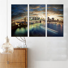 Load image into Gallery viewer, No Frame Oil Painting Famous Building Europe Germany Bridge Night View Modular Pictures Art Wall Canvas Scenery Home Decor 3pcs
