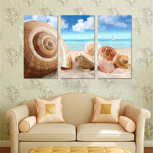 Load image into Gallery viewer, Shells on Beach Landscape Canvas Painting Art Oil Picture Posters and Prints Wall Canvas Art  Modular Painting NO Frame 3 Pieces
