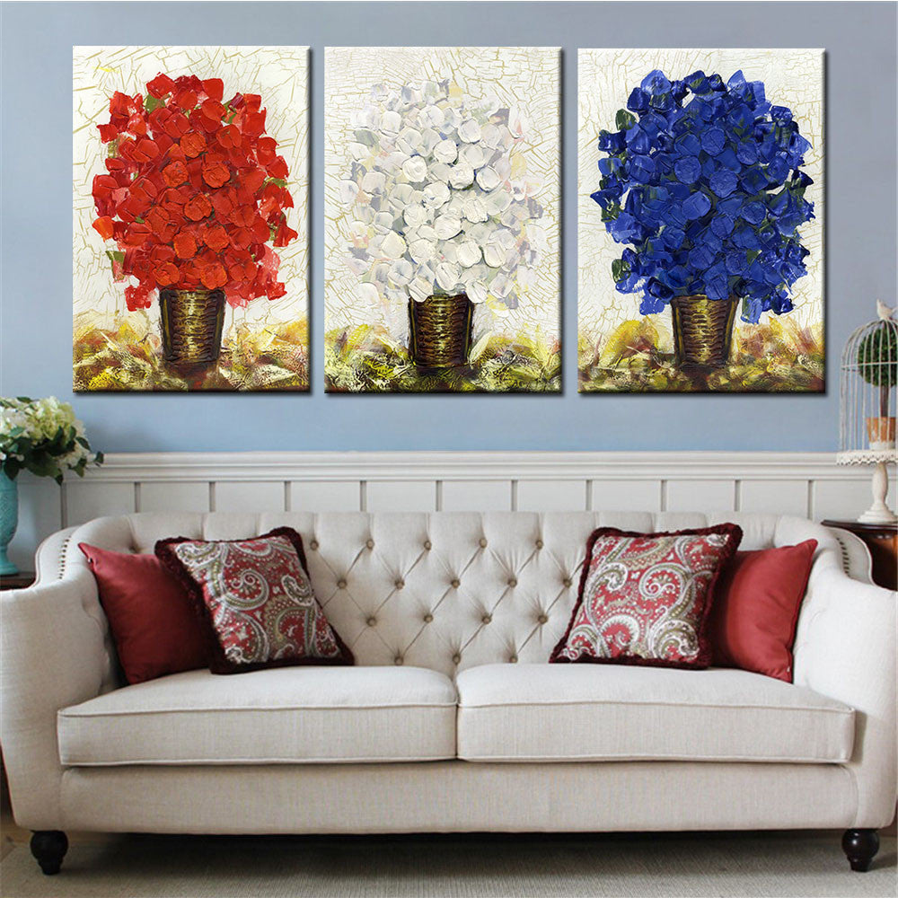 Modern Abstract Flower Painting Canvas Print Poster Wall Art Modular Painting on Canvas Oil Painting Decorative Picture 3 Piece