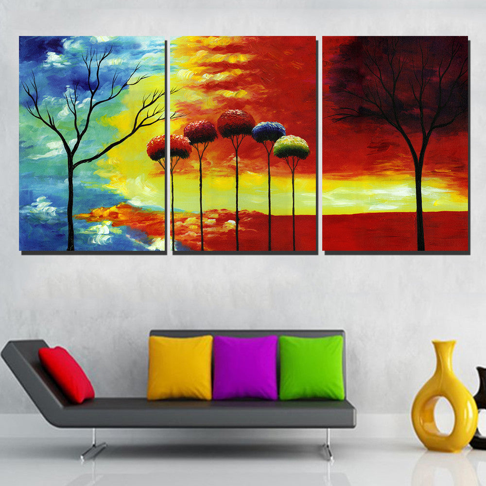Drop-shipping Canvas Painting Colorful Landscape Painting Abstract Modern Printing Home Decor Modular Wall Art Poster 3 Pieces