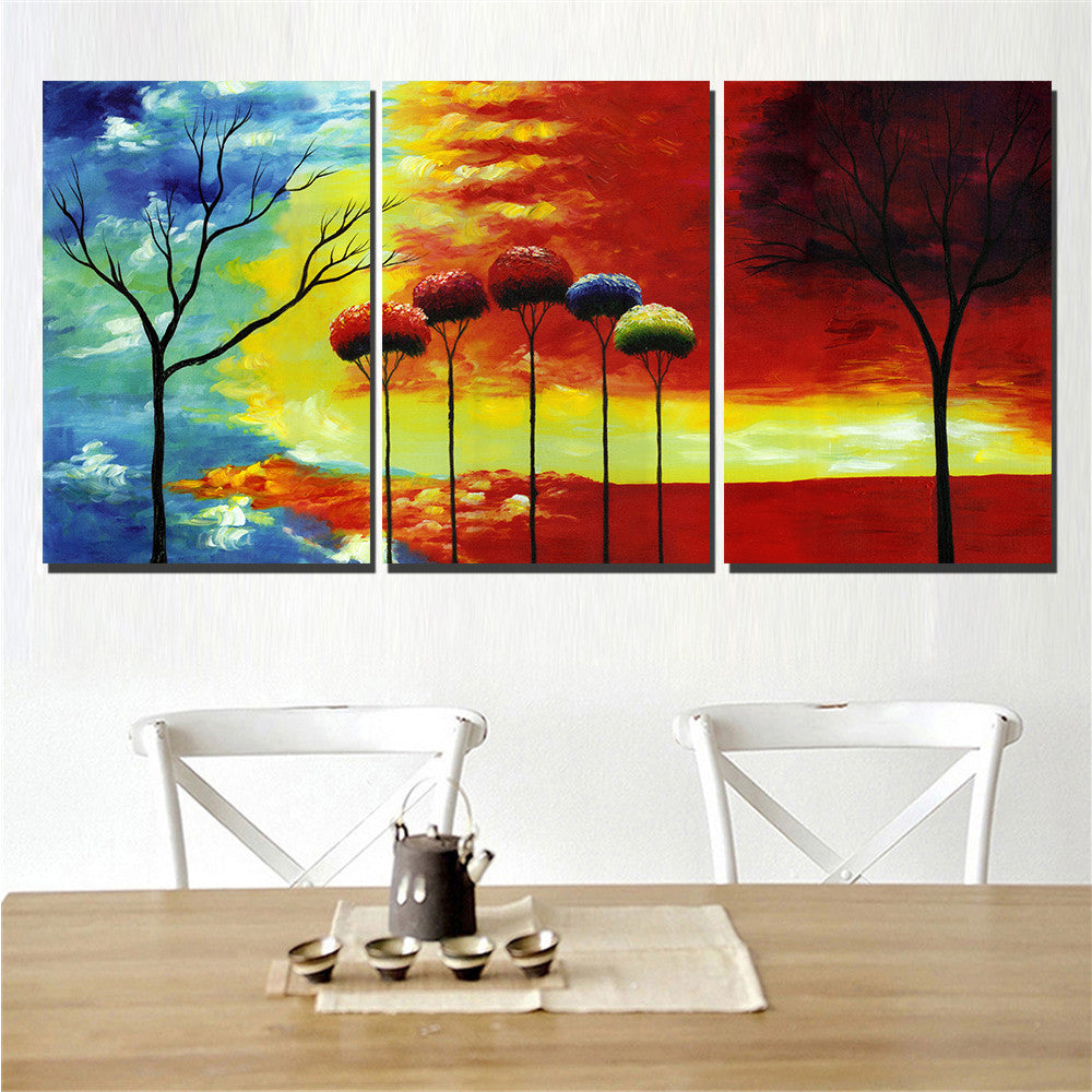 Drop-shipping Canvas Painting Colorful Landscape Painting Abstract Modern Printing Home Decor Modular Wall Art Poster 3 Pieces