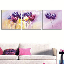 Load image into Gallery viewer, 3 Pcs/set Abstract Purple Flower Wall Art Painting Prints on Canvas Flower Painting Canvas Wall Picture for BedRoom Unframed
