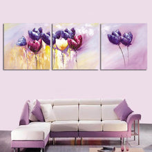 Load image into Gallery viewer, 3 Pcs/set Abstract Purple Flower Wall Art Painting Prints on Canvas Flower Painting Canvas Wall Picture for BedRoom Unframed
