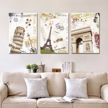 Load image into Gallery viewer, 3 Panels Modern Europe Building Landscape Picture Statue of Liberty Building Town Painting Printed on Canvas Wall Art No Frame
