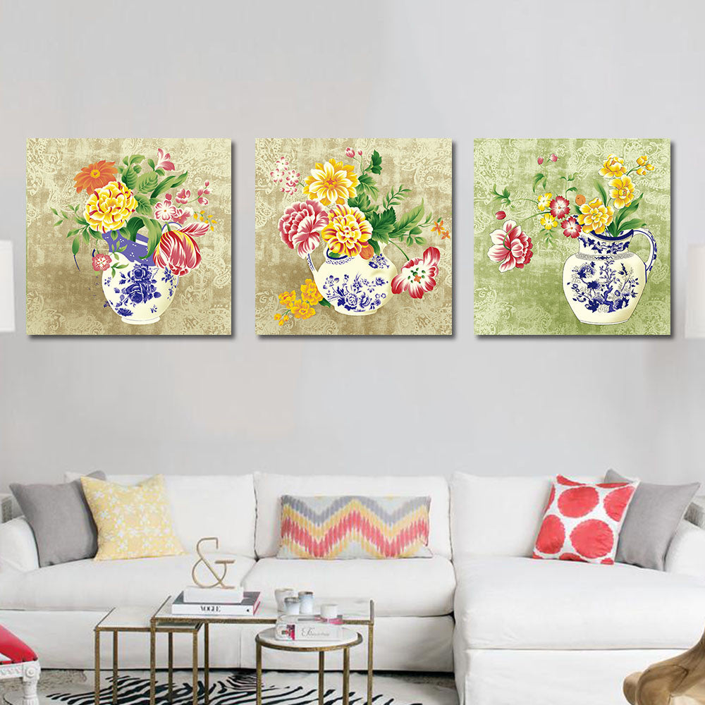 Unframed Modern Flower Oil Painting Cuadros Home Decor Poster Wall Art Canvas Picture for Living Room Print on Canvas 3 Panel