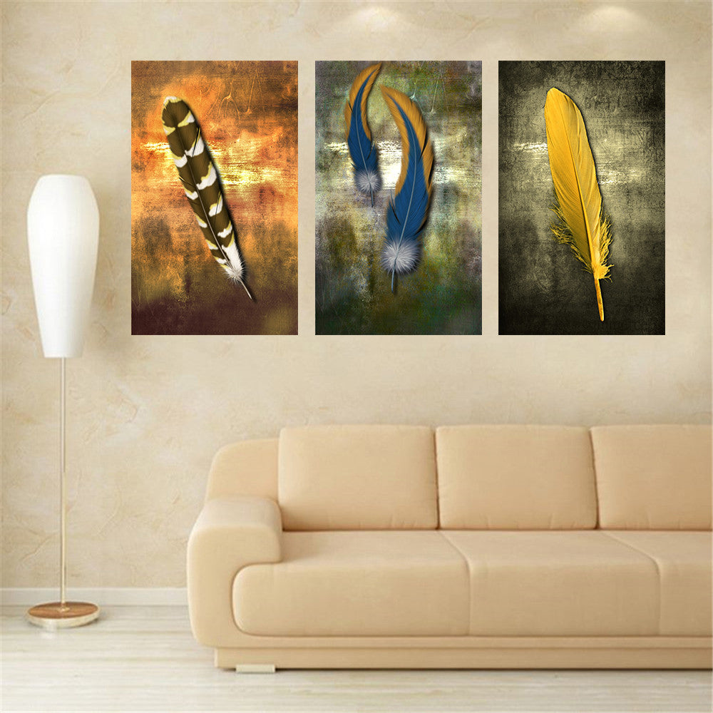 Oil Paintings on Canvas Feather White Modern Abstract Oil Painting Wall Art Home Decor Picture for Living Room Bedroom Gift 3pcs