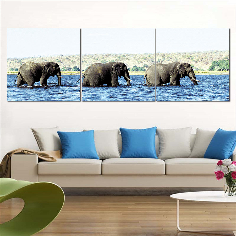 Animal Painting Art on Canvas Prints Modern Elephant Painting Quadro Home Decor Canvas Art Cuadros Decoration No Frame 3 Pieces