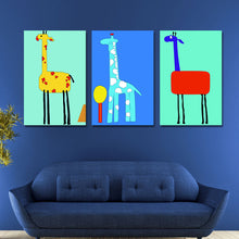 Load image into Gallery viewer, Oil Painting Free Shipping Colorful Deer Painting Canvas Pictures for Kids Room with No Frame Cartoon Wall Art Home Decor 3pcs

