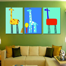 Load image into Gallery viewer, Oil Painting Free Shipping Colorful Deer Painting Canvas Pictures for Kids Room with No Frame Cartoon Wall Art Home Decor 3pcs
