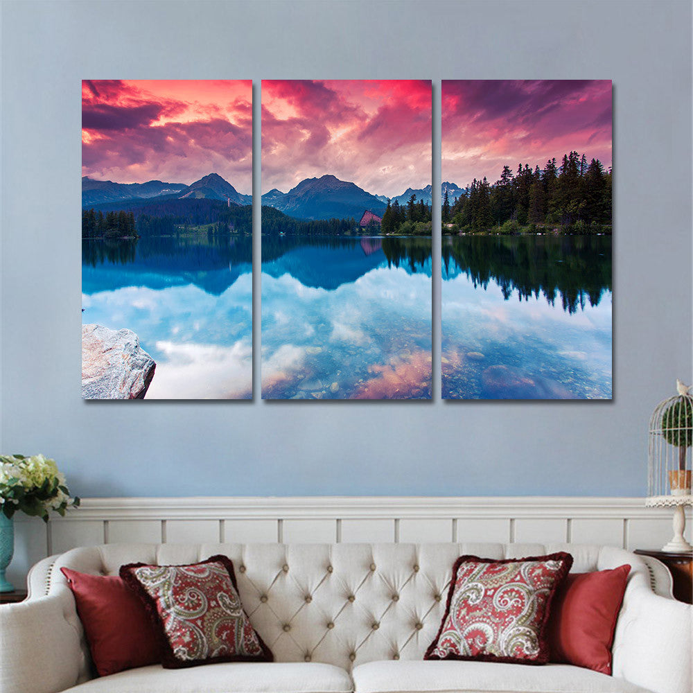 Canvas Painting Unframed Wall Pictures for Living Room Posters and Prints Modern Sunset Landscape Wall Art Home Decor 3 Panals