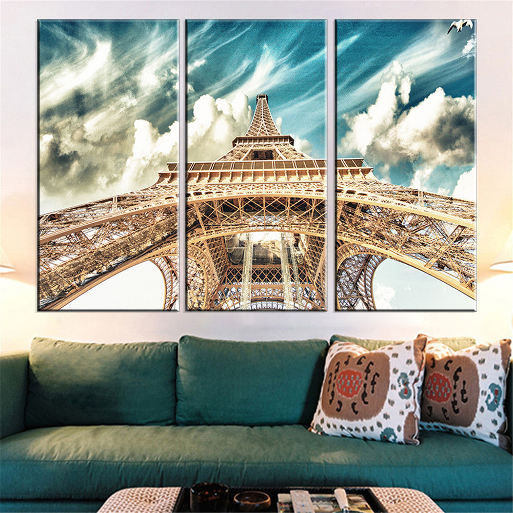 3Pcs/Set Canvas Painting Unframed Poster Eiffel Tower Modern Oil Pictures HD Home Decoration Paris City Modular Wall Paintings