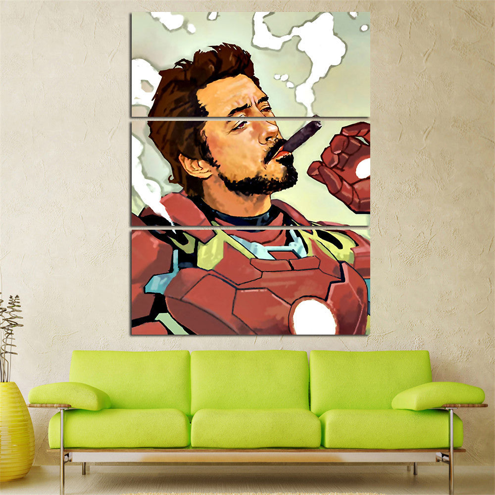 Mordern Canvas Painting for Kids Room Iron Man Cartoon Posters and Prints Cuadros Decoration Modular Painting NO Frame 3 Pieces