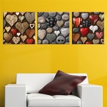 Load image into Gallery viewer, 3 Pieces Heart Shape Stone Canvas Picture Art Print Wall Paintin Home Decor for Living Room Unique Christmas Decoration Unframed
