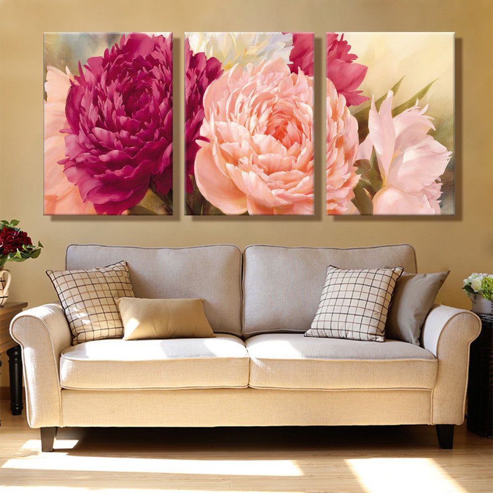 Oil Painting Canvas Bright Flowers Wall Art Decoration Home Decor On Canvas Modern Artwork Wall Picture For Living Room(3PCS)