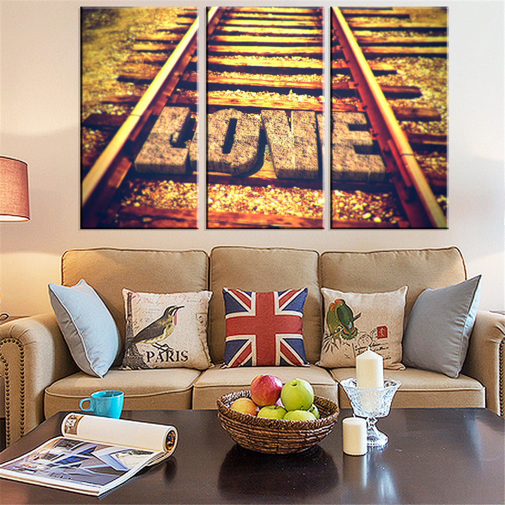 Unframed Canvas Painting Loving Railway Road Art  Picture Home Decoration on Canvas Modern Wall Prints Poster Art works 3 Sets