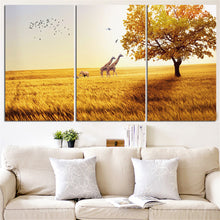 Load image into Gallery viewer, Deer Canvas Painting Animal Landscape Yellow Poster and Print Home Decor Wall Art Oil Picture for Living Room No Frame 3 Pieces
