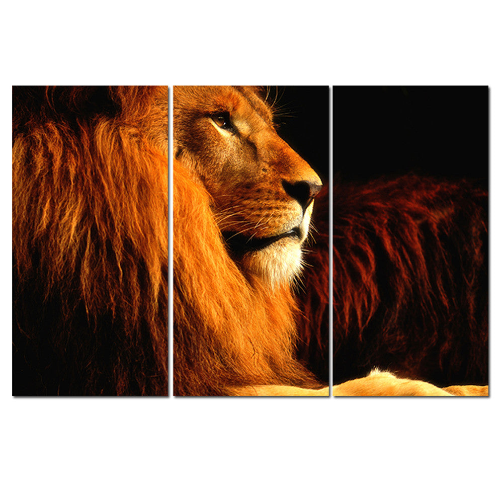 No Frame Animal Oil Painting Lion King Posters Wall Art and Prints Home Decor Mordern Canvas Pictures for Living Room 3 Pieces