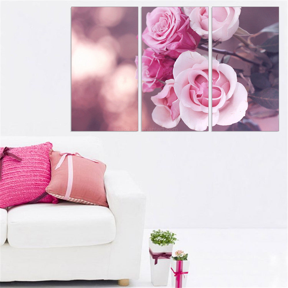 Unframed Canvas Painting Rose Flower Wall Painting Modular Oil Picture A4 Art Print and Poster Unique Gift Home Decoration 3pcs
