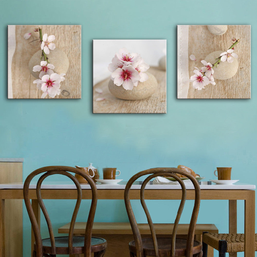 Oil Paintings Canvas Sakura Flower Wall Art Decoration Home Decor On Canvas Modern Artwork Wall Pictures For Living Room (3PCS)