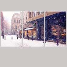 Load image into Gallery viewer, Snowing In City Road Oil Painting Wall Picture Scenery Canvas Picture HD Landscape Art Home Decoration Unigue Gift No Frame 3Pcs
