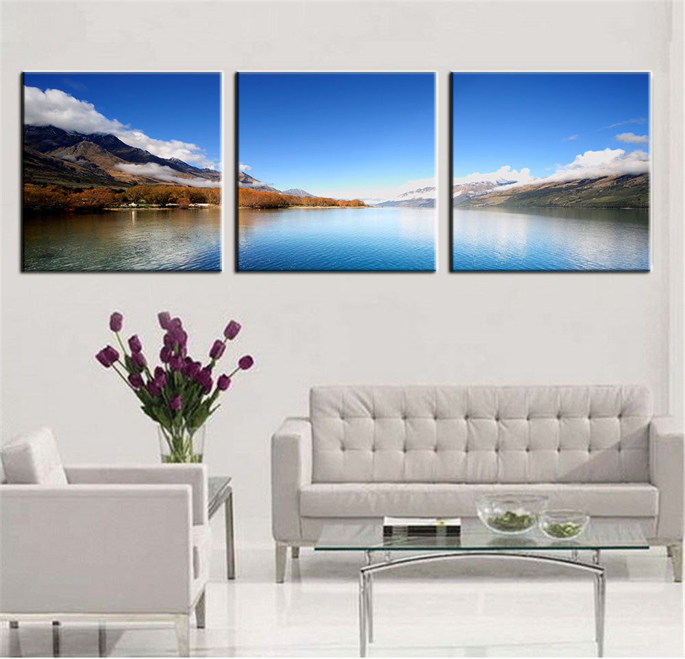 Print Art Canvas Painting Unframed 3 Piece Large HD Mountain Lake for Living Room Wall Picture Decoration Home Free Shipping