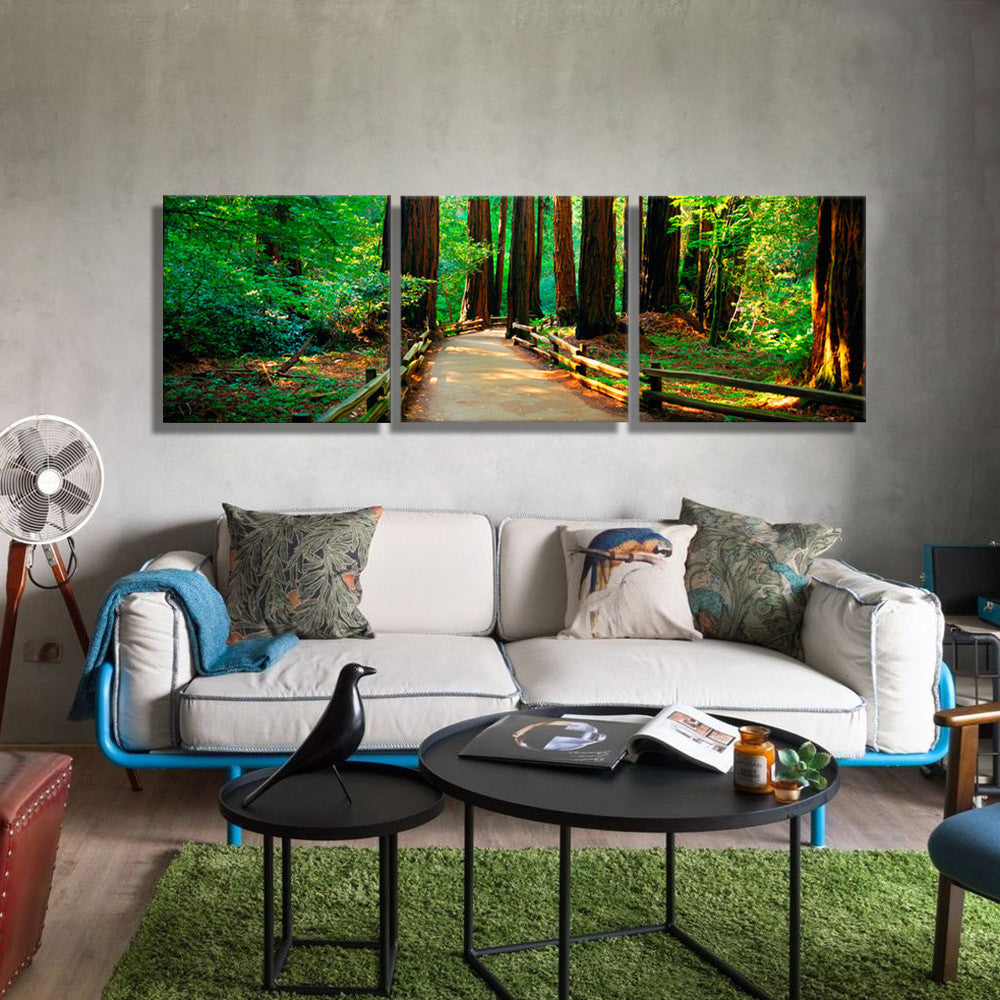 Oil Paintings Canvas Forest Trail Wall Art Decoration Home Decor On Canvas Modern Artwork Wall Pictures For Living Room (3PCS)
