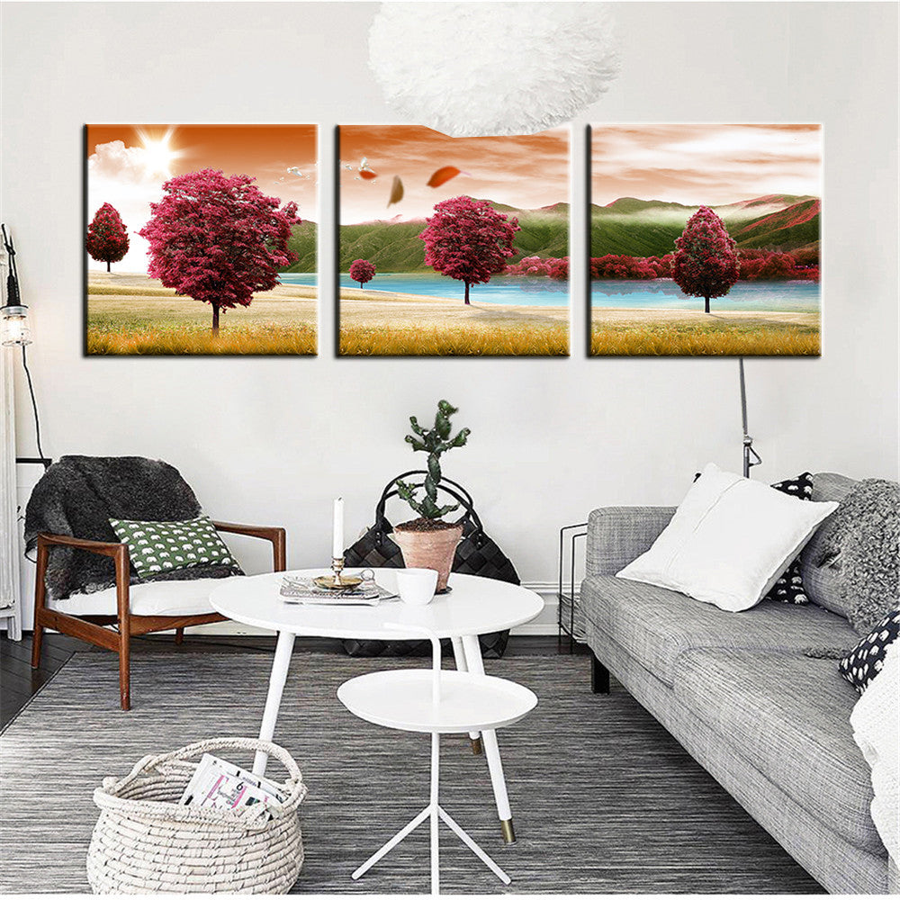 3 Panel Modern Abstract Flower Oil Painting On Canvas Wall Art Cuadros Flowers Picture Home Decor For Living Room No Frame