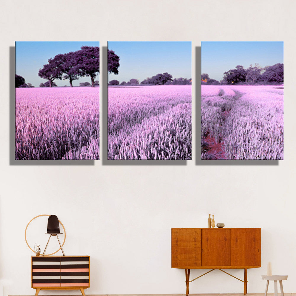 Oil Painting Canvas Abstract Purple Flowers Landscape Wall Art Decoration Home Decor Modern Wall Pictures For Living Room (3PCS)