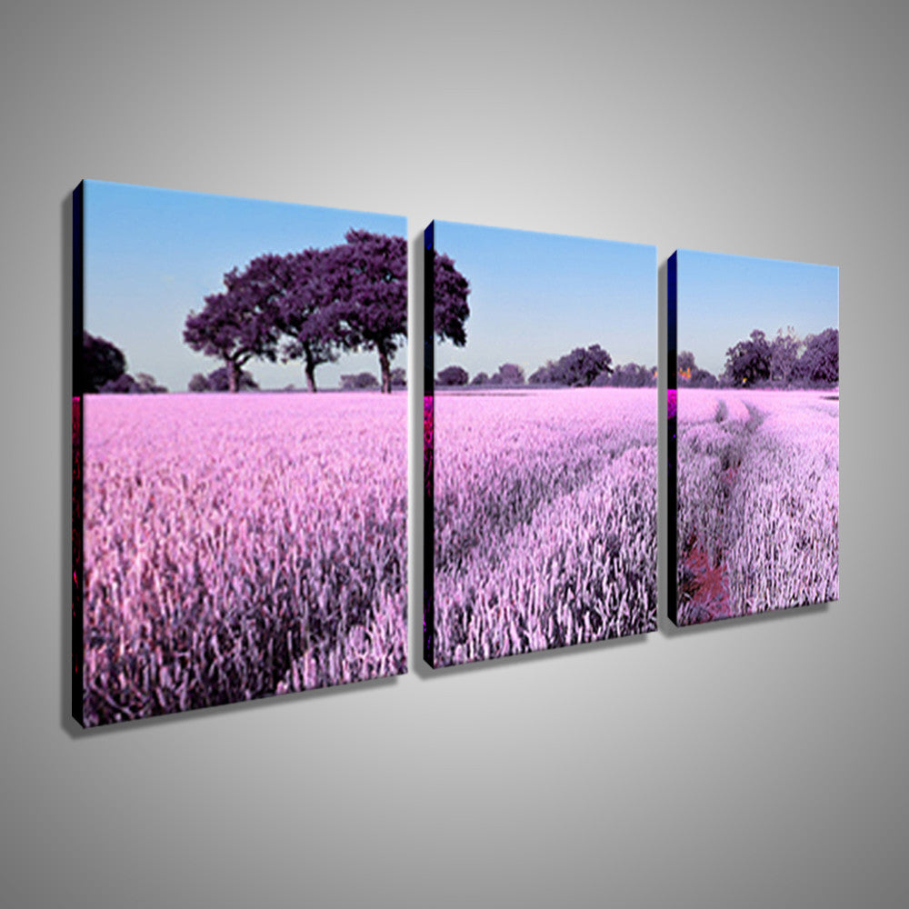 Oil Painting Canvas Abstract Purple Flowers Landscape Wall Art Decoration Home Decor Modern Wall Pictures For Living Room (3PCS)