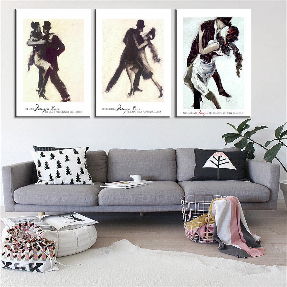 New 3 Pieces Dancing Couple Print on Canvas Mordern Oil Picture Home Decor Wall Paining for Living Room Christmas Gift Unframed