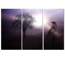 Load image into Gallery viewer, New Frameless Oil Painting Sparrow and The Branches Landscape Home Decor Wall Art Purple Canvas Picture for Living Room 3 Pieces
