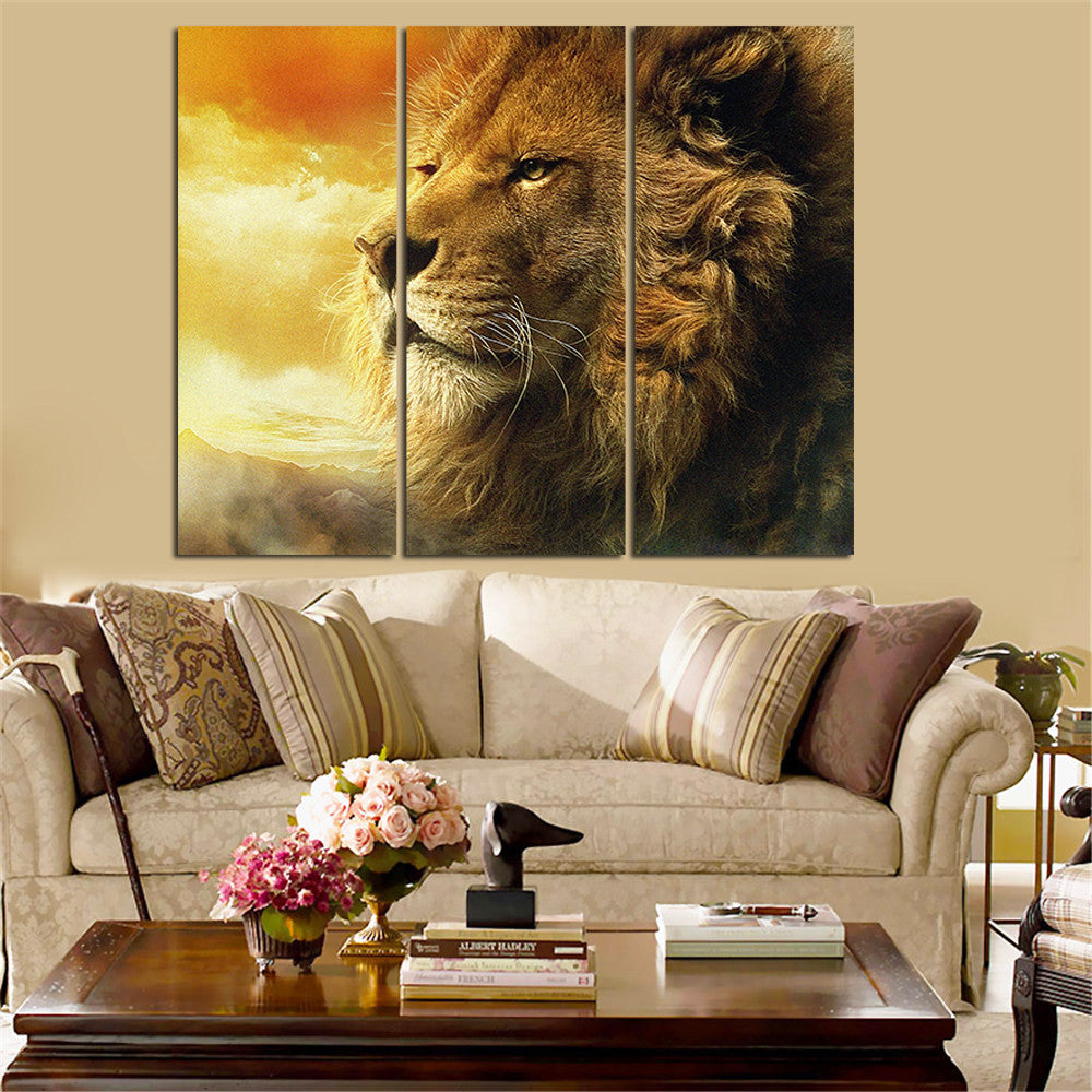 Mordern Lion Oil Painting Animal Landscape Quadros Decoration Home Decor Wall Art Canvas Pictures for Living Room No Frame 3pcs