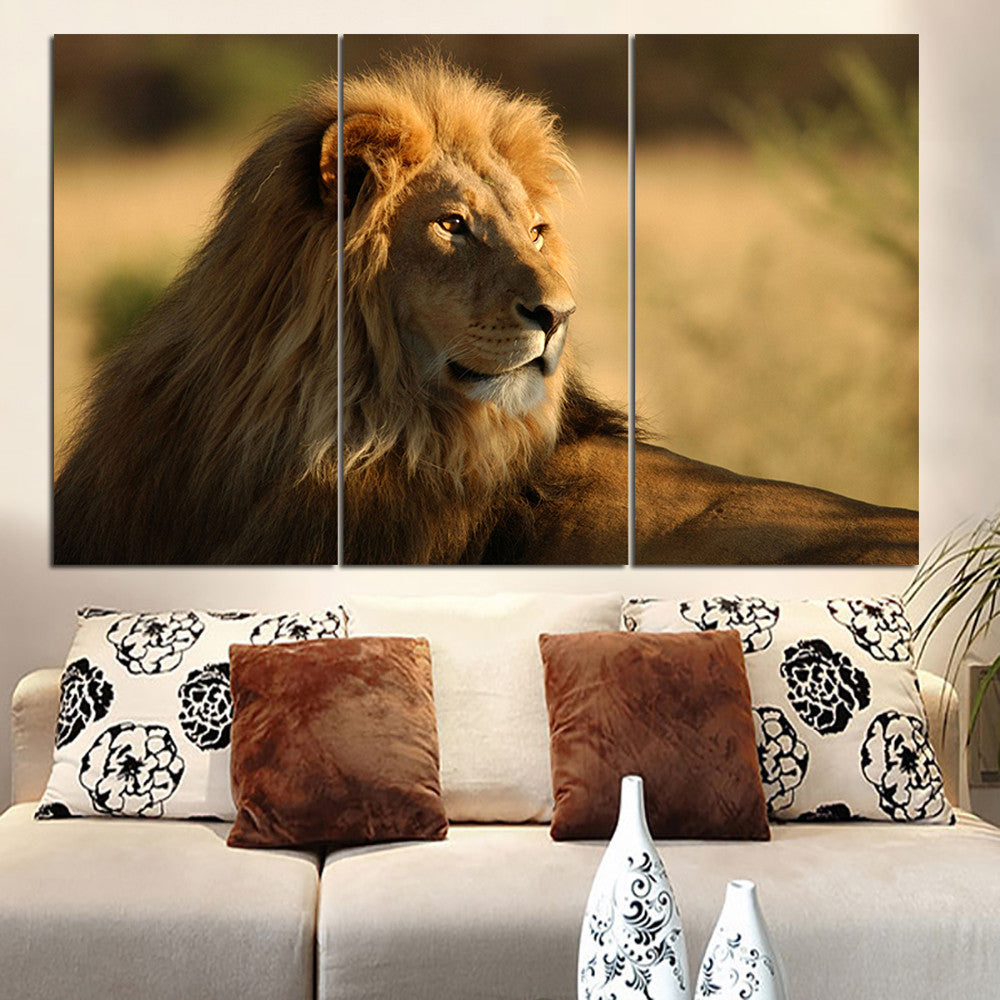 No Frame Lion Canvas Painting Animal Poster Landscape Cuadros Decoration Home Decor Wall Art Canvas Picture for Living Room 3pcs
