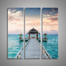 Load image into Gallery viewer, Oil Painting Canvas House Blue Sea Landscape Wall Art Decoration Home Decor On Canvas Modern Wall Picture For Living Room (3PCS)
