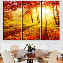 Load image into Gallery viewer, Unframed Canvas Painting Red Tree Landscape Sun Scenery Home Decor Oil Picture Wall Art Decorative Picture for Living Room 3 Pcs
