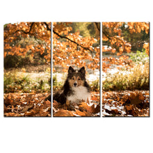 Load image into Gallery viewer, HD Unframed Dog Canvas Painting Fallen Leaves Landscape Home Decor Animal Wall Art Decorative Oil Pictures for Living Room 3pcs
